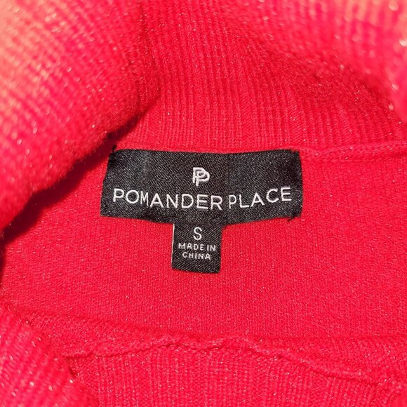 Pomander Place Vivianne Dress Womens S Red‎ Shimmer Turtleneck 3/4 Sleeve Mini - Picture 7 of 13